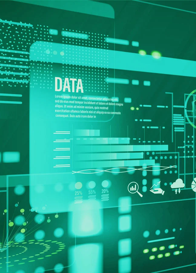 Digitale Daten- und Systemvisualisierung mit Analyse- und Dashboard-Elementen – Darstellung der Validierung von SAP S/4HANA in regulierten IT-Landschaften.