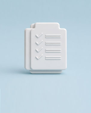 Symbolische Darstellung eines Dokuments mit Checkliste, steht für integrierte SAP Cloud ALM Prozesse und durchgängige End-to-End-Transparenz.